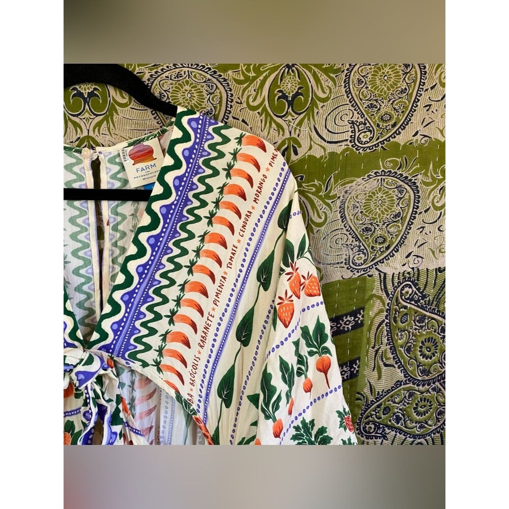 FARM Rio for Anthropologie Printed V-Neck Kaftan Maxi Cut-Out Dress Size Small - Picture 7 of 15